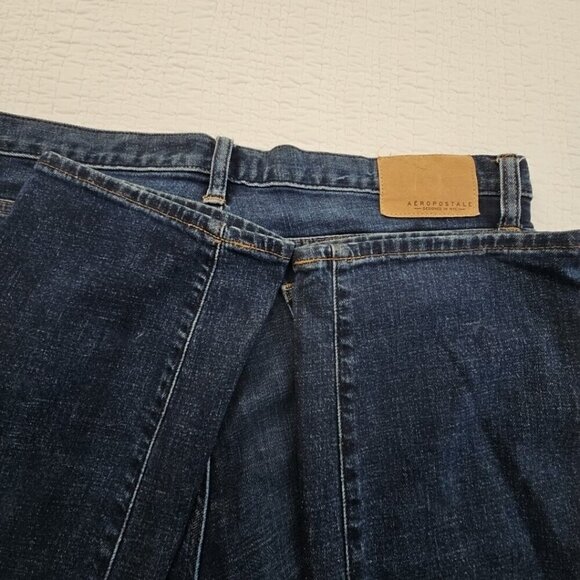 Aeropostale Mens Straight Stretch Whiskered Jeans Size 36x34 Dark Wash EUC LN - Picture 3 of 16